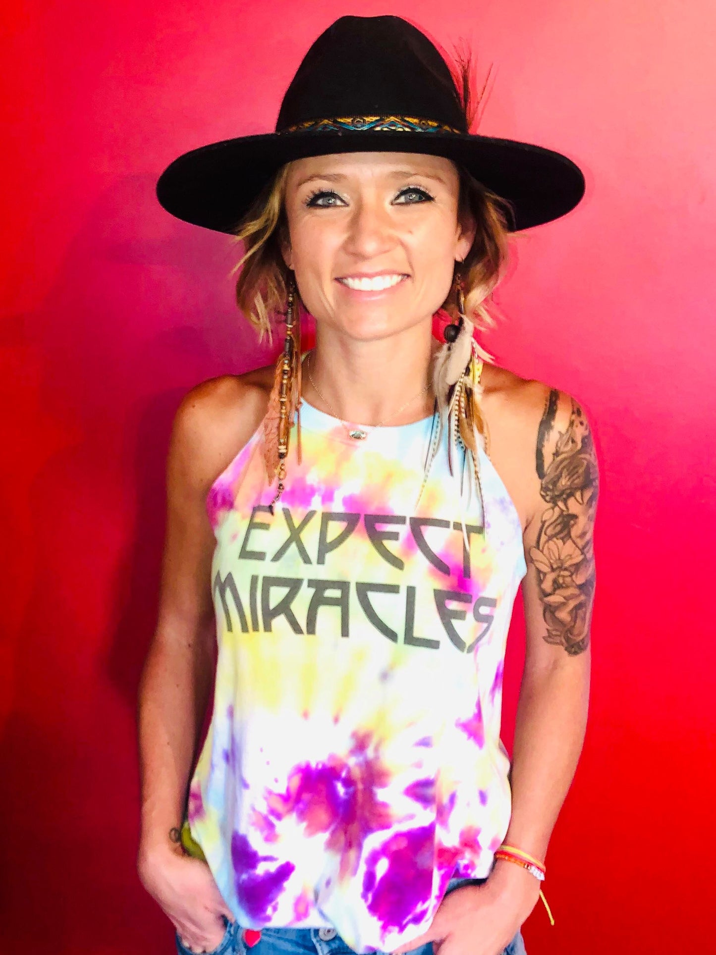 Expect Miracles Tie-Dye Tank Top